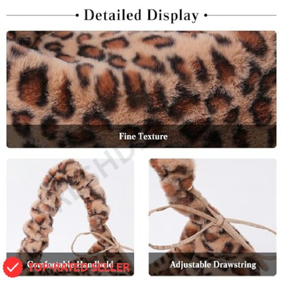 Plush Furry Shoulder Bag Crossbody Tote Elegant Chic Y2K Retro Style - Picture 5 of 8